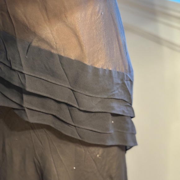 Elegant Luxurious Silk Gown Scattered Sequins Black with Beige Lining 50" Long - Picture 6 of 14